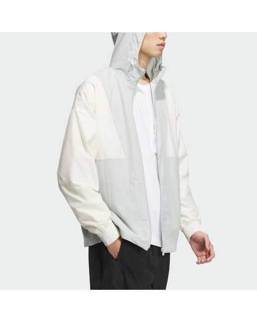 Adidas White Neo Essentials Windbreaker Jackets for men