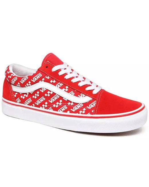 Vans Red Old Skool 'Logo Repeat for men