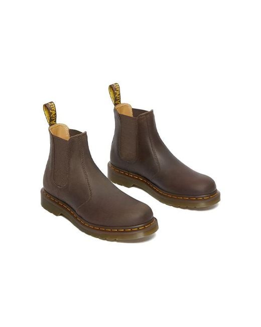 Dr. Martens Brown 2976 Stitch Crazy Horse Leather Chelsea Boots 'Dark'