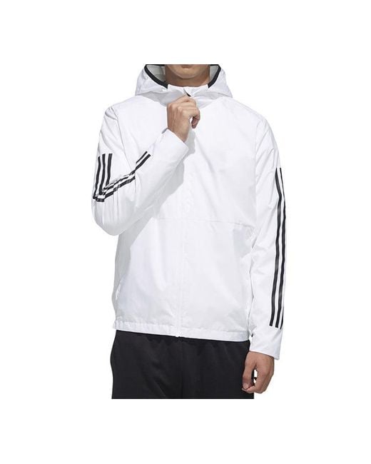 Adidas White Plaid Applique Sports Hooded Shirt Jacket for men