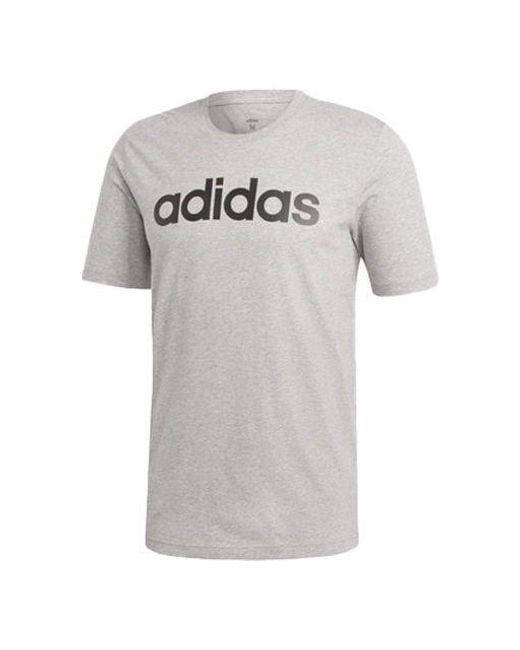 Adidas Gray Lin Tee Sports Stylish Alphabet Medium Hemp T-Shirt for men
