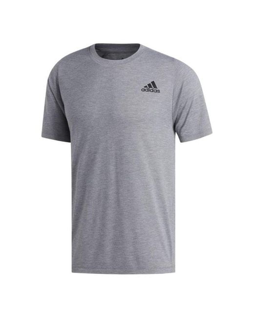 Adidas Gray Solid Color Logo Round Neck Sports Short Sleeve for men