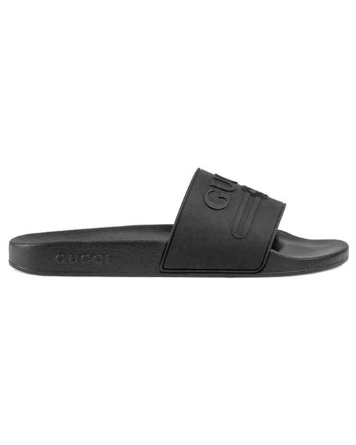 Gucci Black Logo Rubber Slide for men