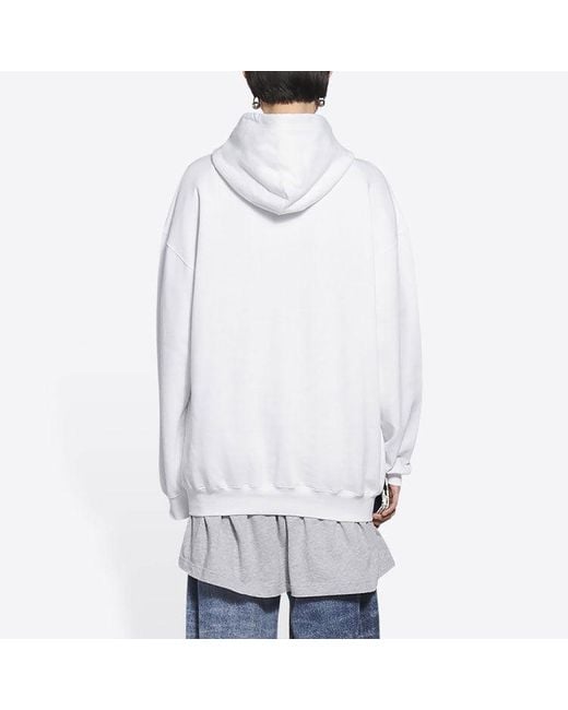 Balenciaga White Copyright Logo Print Medium Fit Hoodie