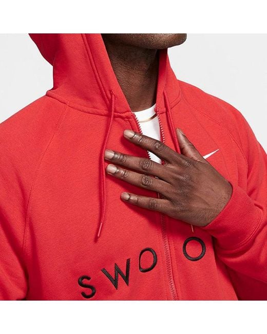 Nike Red Zipper Hooded Sports Jacket for men