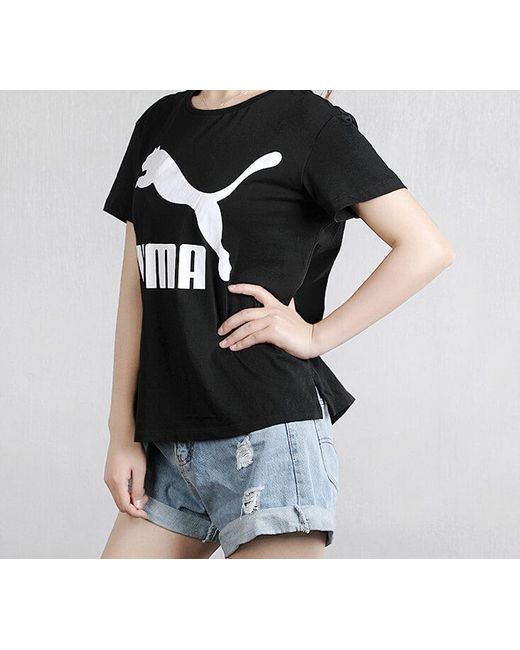 PUMA Black (Wmns) Classics Logo Tee Running Short Sleeve Tee