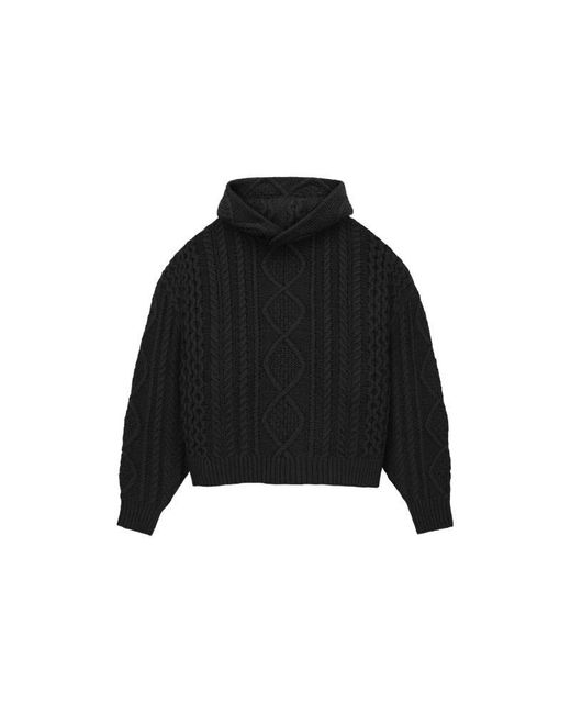 Fear Of God Black Fw23 Cable Knit Hoodie 'Jet' for men