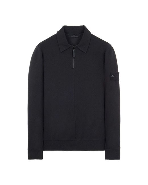 Stone Island Blue Ghost Half Zip Collared Sweat for men