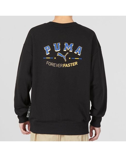 PUMA Black Team Crew Graphic Sweater for men