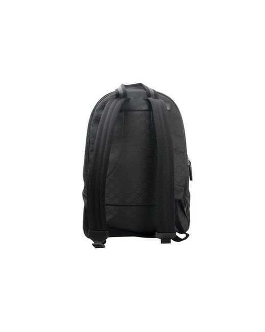 Gucci Black Logo Leather Logo Nylon Large Capacity Schoolbag Backpack