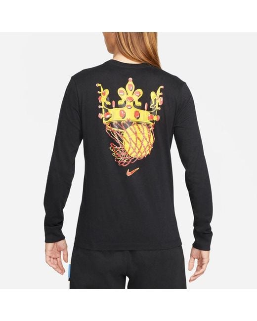 Nike Blue Lebron Sfg Basketball Sports Printing Round Neck Long Sleeves T-Shirt for men