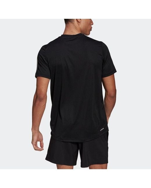 Adidas Black M 3S T Casual Sports Side Stripe Round Neck Short Sleeve for men