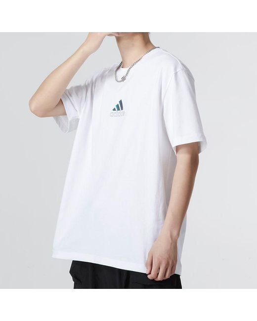 Adidas White U Jf Ss Tee 2 Logo Athleisure Casual Sports Round Neck Short Sleeve T-Shirt for men