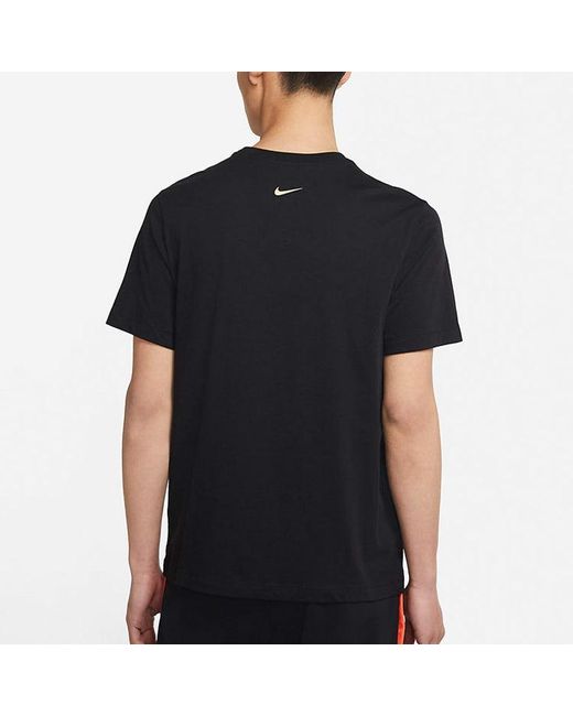 Nike Black Lebron Strive For Greatness Basketball Sports Printing Round Collar T-Shirt for men