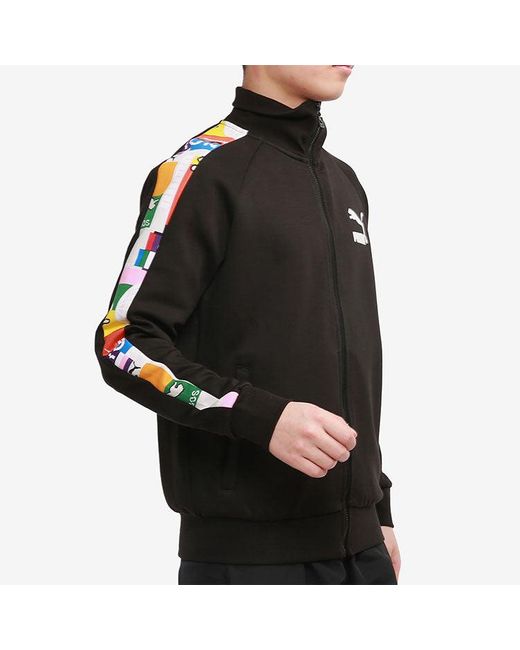 PUMA Black T7 Casual Sports Slim Fit Stand Collar Jacket for men