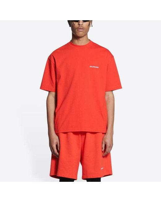 Balenciaga Red Logo T-Shirt Medium Fit 'Bright' for men