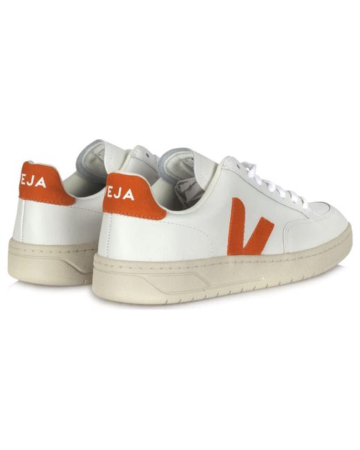 Veja White V-12 Leather Pumpkin'