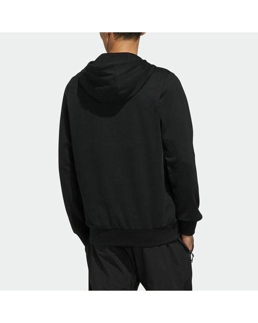 Adidas Black Isc Gfx Swt I Embroidered Printing Hooded Knit Sports Pullover for men
