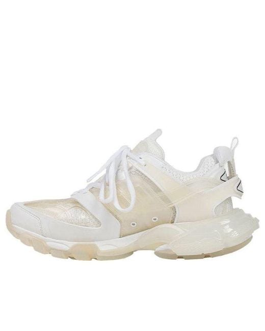 Balenciaga White Track Clear Sole Low Mesh Nylon Sneakers for men