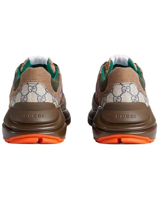 Gucci Brown Rhyton Monogram-print Canvas Low-top Trainers for men