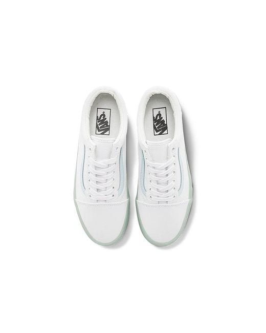 Vans White Old Skool Side Stripe Lightweight Wear-Resistant Low Top Casual Skate Shoes for men