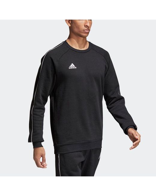 Adidas Blue Solid Color Logo Printing Round Neck Pullover Long Sleeves for men