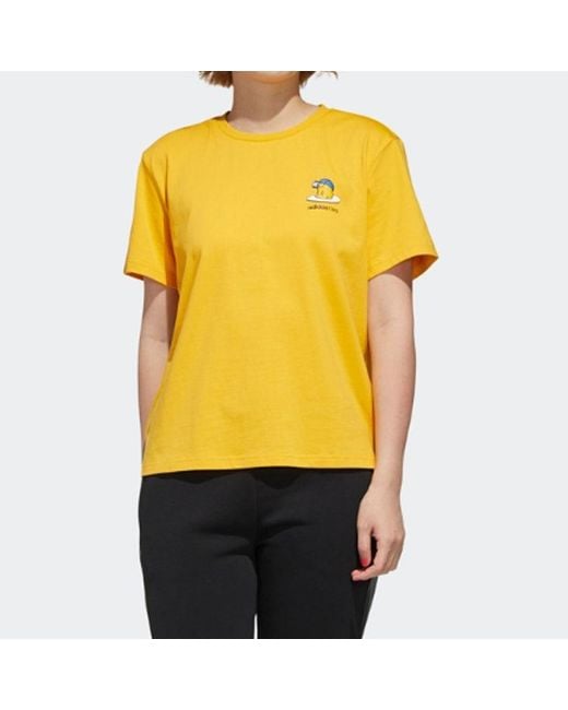 Adidas Yellow (Wmns) Neo Gdtm Bf Tee Crossover Sports Short Sleeve