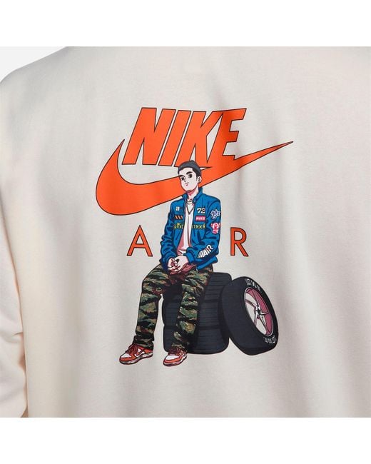 Nike White Sportswear French Terry Crewneck Sweatshirt 'Biege' for men