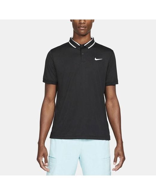 Nike Black Casual Sports Logo Pattern Printing Short Sleeve Polo Shirt for men
