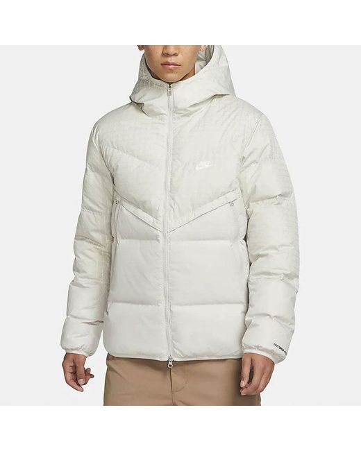 Nike Gray Plaid Splicing Sports Stay Warm Hooded Down Jacket for men