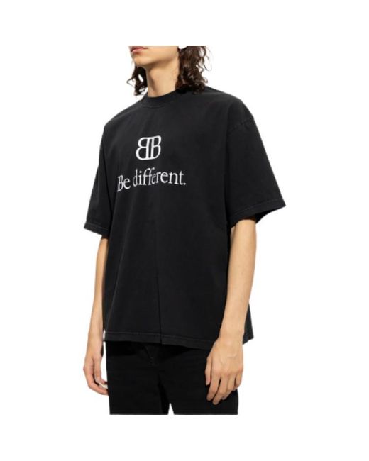 Balenciaga Black Bb Be Different T-Shirt Medium Fit for men