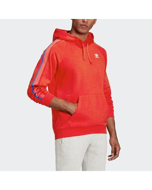 Adidas Red Originals 3Dtf 3 Stp Hood Logo Printing Raglan Sleeve Hooded Sports Fluorescence for men