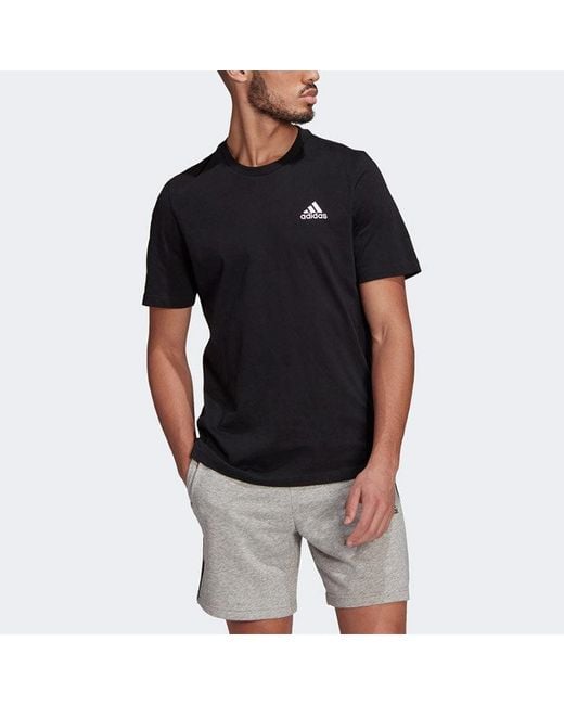 Adidas Black M Sl Sj T Logo Sports Round Neck Short Sleeve for men