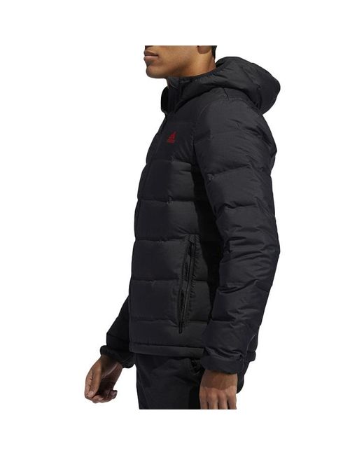 Adidas Blue Casual Printing Hooded Stay Warm Windproof Sports Down Jacket for men