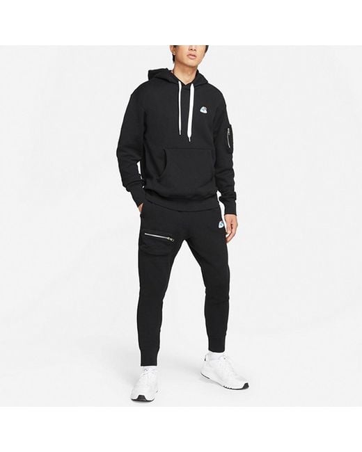 Nike Black Airmoji Ft Pant Wink Casual Breathable Sports Knit Long Pants for men