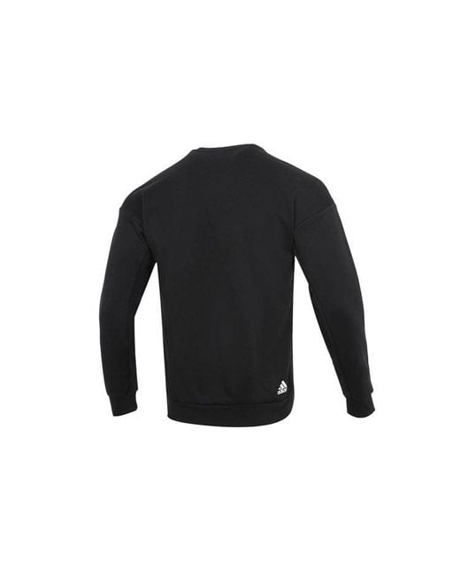Adidas Black Th Mh Crew Logo Athleisure Casual Sports Round Neck for men