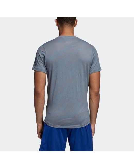 Adidas Blue Camouflage Sports Gym Round Neck Short Sleeve T-Shirt for men