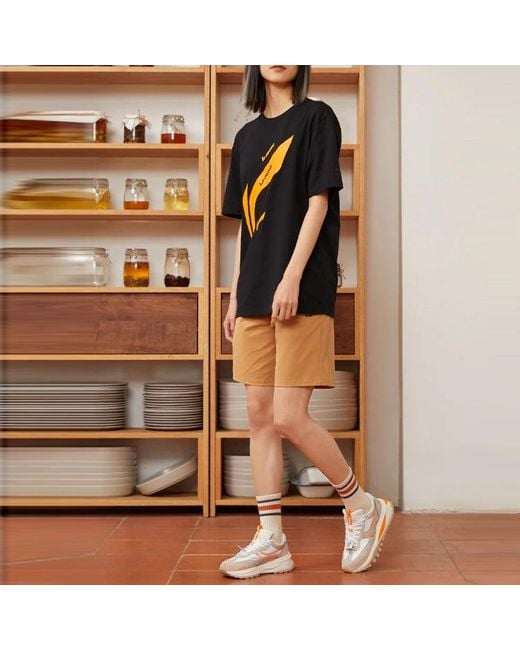 Li-ning Black Sports Living Series Logo Printing Sports Round Neck Short Sleeve T-Shirt for men