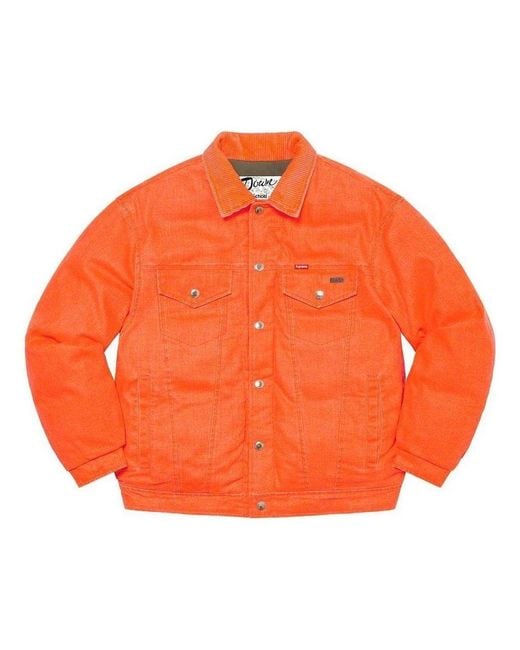 Supreme Orange X Schott Canvas Down Trucker Jacket for men