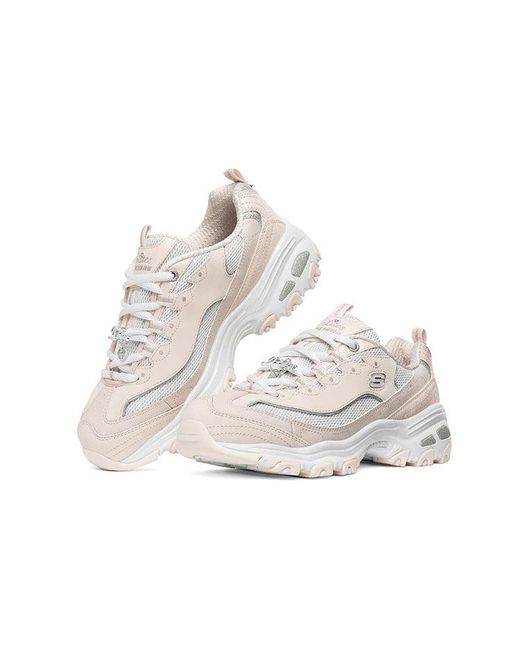 Skechers White (Wmns) D'Lites 1.0 Running Shoes