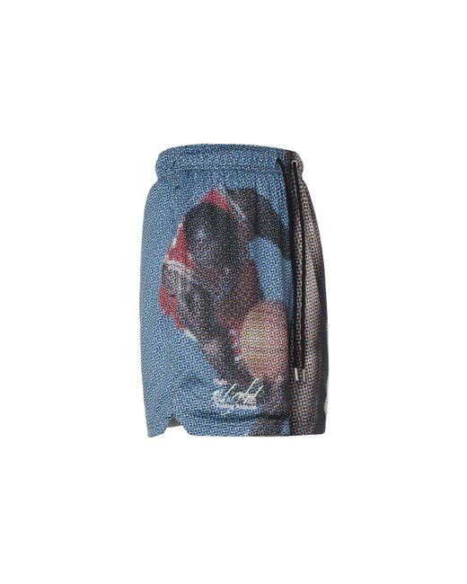 Nike Blue Flight Heritage Pattern Printing Lacing Shorts for men