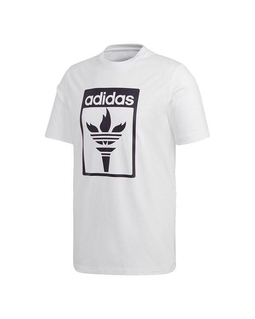Adidas White Originals Tee 1 Logo Printing Sports Short Sleeve for men