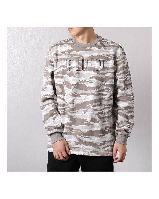 PUMA Gray Alphabet Logo Printing Sports Pullover Large for men