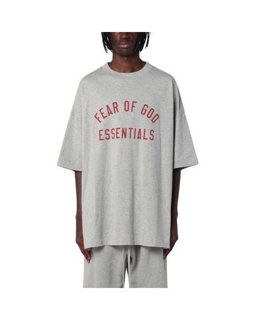 Fear Of God Gray Jersey Crewneck Tee 'Dark Heather' for men
