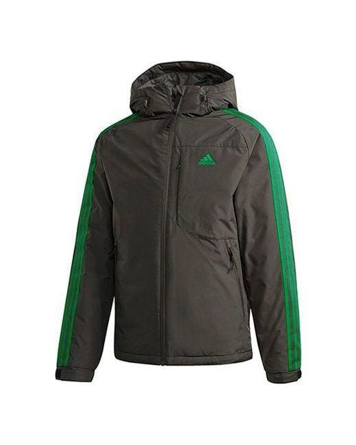 Adidas Green 3St Down Jkt Windproof Stay Warm Hooded Down Jacket for men