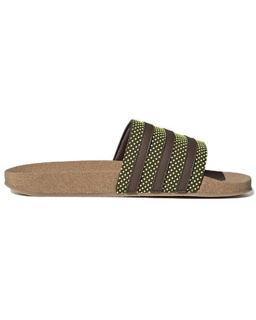 adidas Originals Adilette Plant And Grow Classic Sports Slippers Brown  Green | Lyst