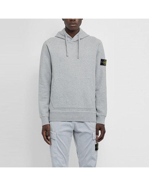 Stone Island Gray Popover Hoodie 'Melange' for men