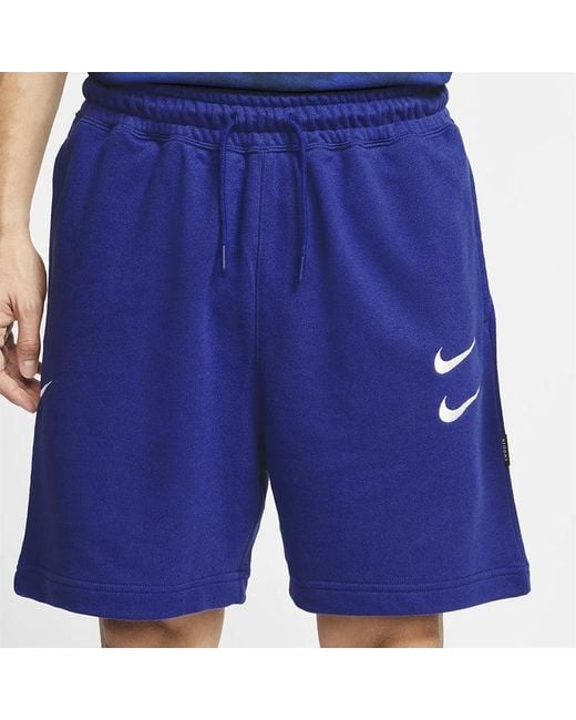 Nike Blue Swoosh French Terry Short Casual Sports Shorts for men