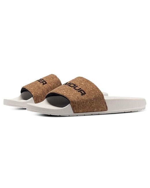 Under Armour Brown Core Remix Slippers for men