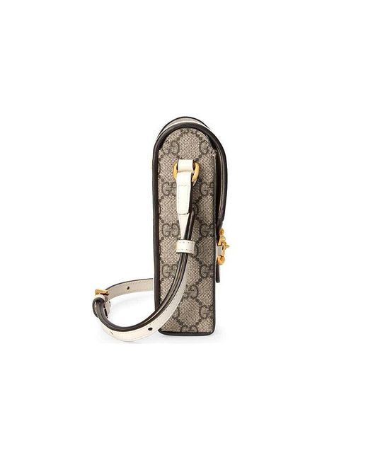 Gucci Gray Horsebit 1955 Logo Canvas Phone Bag Box Shoulder Messenger Bag 'Mini Ebony'
